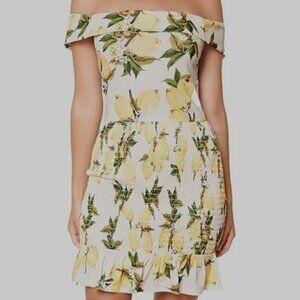 Sugars Lips Sexy Off Shoulder Lemon Print Dress Size Medium New With Tags